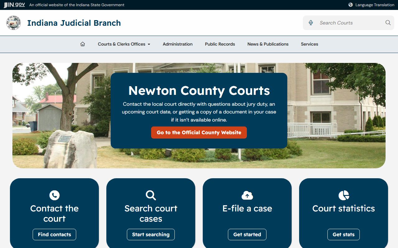 Newton County court dockets Indiana Judicial Branch Newton County courts