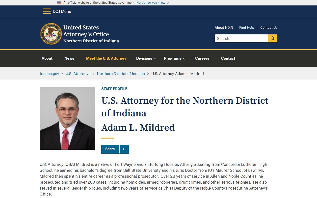 Newton County Circuit Court and Superior Court federal prosecutor separation