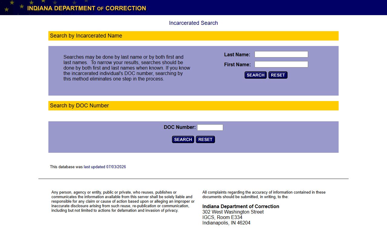 Newton County inmate records Indiana DOC offender locator