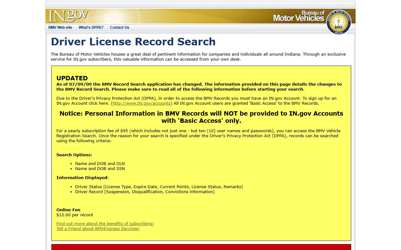 Newton County traffic court records IN.gov BMV license record source