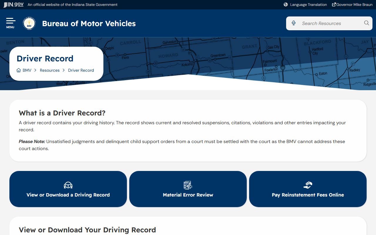Newton County traffic court records Indiana BMV driver record source