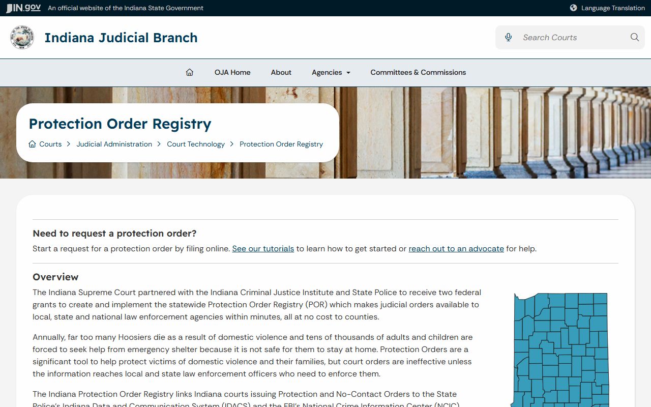 Newton County warrant records Indiana Protection Order Registry